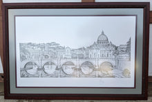 Load image into Gallery viewer, 1990s &quot;Vatican, St Peters Basilica, Tiber River&quot; Signed and Numbered Print, Framed
