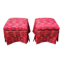 Load image into Gallery viewer, Vintage Skirted Parsons Ottomans for Reupholstery - a Pair