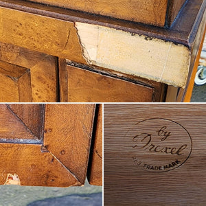 Vintage Burlwood Leather Topped Desk by Drexel