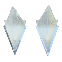 Load image into Gallery viewer, Vintage 1980s Art Deco Revival Chrome And Frosted Glass Angular Uplight Slip Shade Wall Sconces By Sarsaparilla - A Pair at EclecticCollective.com - Main Product Photo