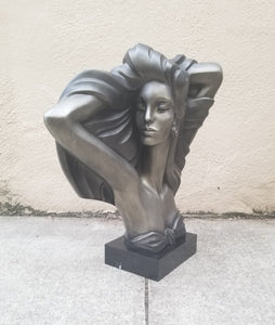 SOLD - Vintage 80s Does Deco Lady Bust Sculpture "The Model" by A. Daniel