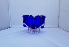 Load image into Gallery viewer, Vintage Modern Josef Hospodka for Chribska Clear and Blue Decorative Bohemian Glass Bowl