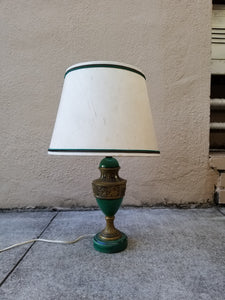 Vintage Petite Emerald Green Ceramic Urn Shaped Neoclassical Lamp
