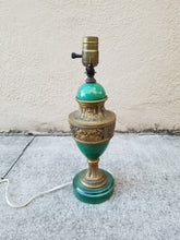 Load image into Gallery viewer, Vintage Petite Emerald Green Ceramic Urn Shaped Neoclassical Lamp