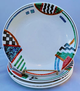 Vintage 80s Memphis Modern Entree Plates - Set of 4