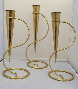 Mid-Century Modern Style Gold-Colored Vases - a Trio