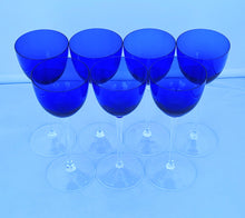 Load image into Gallery viewer, Baccarat Perfection Rhine Cobalt Blue Wine Glasses - Set of 7