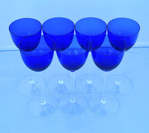 Baccarat Perfection Rhine Cobalt Blue Wine Glasses - Set of 7