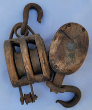 Load image into Gallery viewer, Antique Vintage Industrial Block and Tackle Pulleys - a Pair