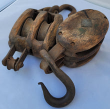 Load image into Gallery viewer, Antique Vintage Industrial Block and Tackle Pulleys - a Pair