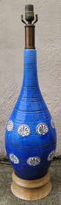 Vintage Mid-Century Modern Cobalt Blue Ceramic Lamp