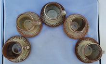 Load image into Gallery viewer, Vintage Frankoma &quot;Mayan Aztec Desert Gold&quot; Tea Cups - Service for 5