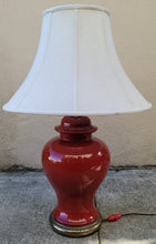 Load image into Gallery viewer, Vintage Oxblood Red Sang De Boeuf Porcelain Chinoiserie Ginger Jar Table Lamp