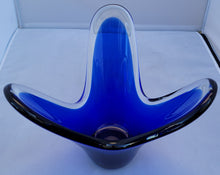 Load image into Gallery viewer, Vintage 1960s Abstract Blue Art Glass Decorative Bowl