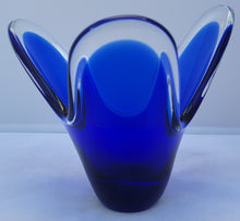 Load image into Gallery viewer, Vintage 1960s Abstract Blue Art Glass Decorative Bowl
