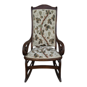 Vintage Rocking Chair With Botanical Print Upholstery