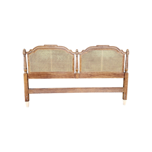 vintage Neoclassical woven cane king sized headboard - at EclecticCollective.com - Thumbnail