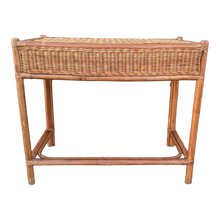 Load image into Gallery viewer, Vintage Boho Chic Coastal Woven Wicker and Bamboo Writing Desk