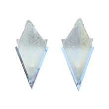 Load image into Gallery viewer, Vintage 1980s Art Deco Revival Chrome And Frosted Glass Angular Uplight Slip Shade Wall Sconces By Sarsaparilla - A Pair - at EclecticCollective.com - Thumbnail
