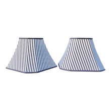 Load image into Gallery viewer, Vintage Black and White Striped Rectangular Tapered Lamp Shades - a Pair