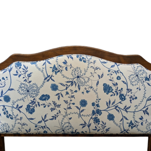 Blue and White Upholstered Twin Headboard