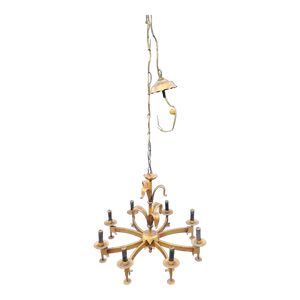 Vintage Gilded Lily Leaf Chandelier in the Style of Tommi Parzinger