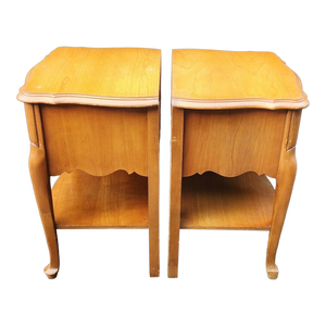 Vintage French Provincial Cherry One Drawer Nightstands - a Pair