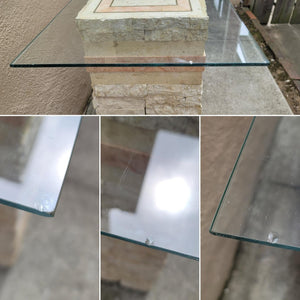 Vintage Postmodern Tessellated Stone Travertine Petite Console Table