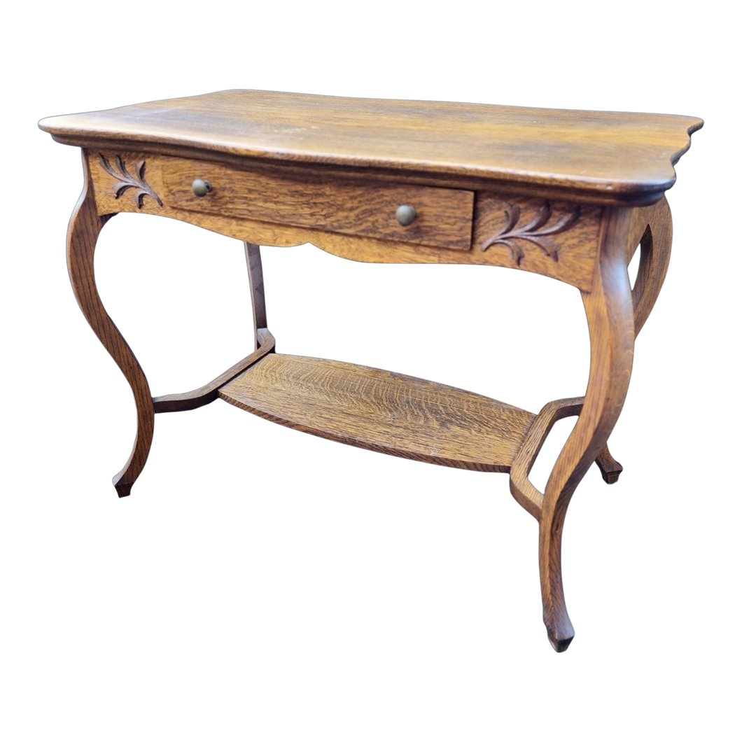 Antique Quartersawn Tiger Oak Library Table