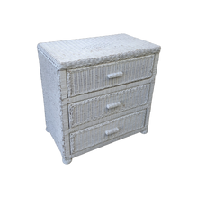 Load image into Gallery viewer, 1980s Vintage Coastal White Wicker Chest of Drawers