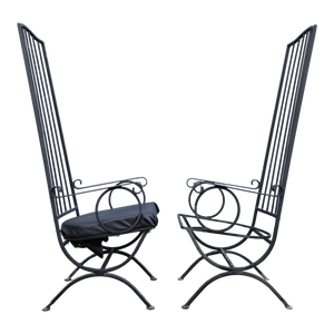 Vintage Bespoke High Back Hollywood Regency Outdoor Armchairs - a Pair