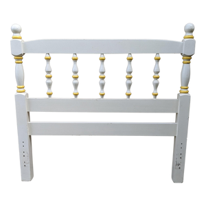 Vintage White With Yellow Accent Twin Spindle Headboard