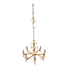 Load image into Gallery viewer, Vintage Gilded Lily Leaf Chandelier in the Style of Tommi Parzinger