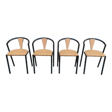 Load image into Gallery viewer, 1990s Vintage Memphis Modern Soho Contract Group Postmodern Dining Chairs in Black and Orange - Set of 4
