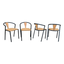 Load image into Gallery viewer, 1990s Vintage Memphis Modern Soho Contract Group Postmodern Dining Chairs in Black and Orange - Set of 4