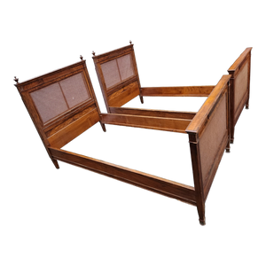 Vintage Neoclassical Cane Beds - a Pair