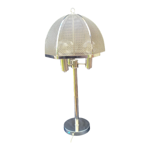 Mid-Century Modern Chrome Lamp With Cane Style Shade Rendered In Chrome By Clover Lamp Company