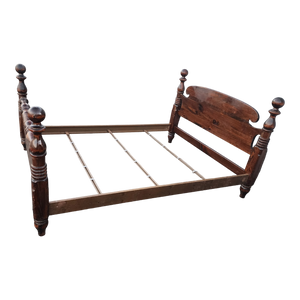 Vintage Ethan Allen Queen Sized Cannonball Bed For Restoration