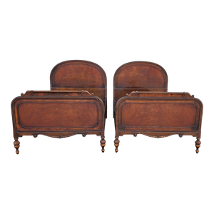 Vintage Jacobean Revival Berkey and Gay Twin Beds - a Pair