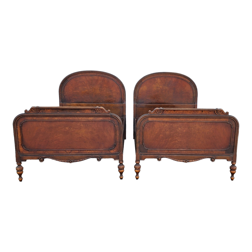 Vintage Jacobean Revival Berkey and Gay Twin Beds - a Pair