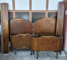 Load image into Gallery viewer, Vintage Walnut
  French Curved Footboard Twin Beds - a Pair