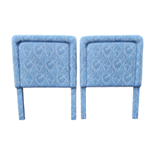 Load image into Gallery viewer, Vintage Upholstered Blue Paisley Twin Headboards - a Pair