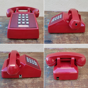 Vintage Burgundy Red Push Botton Desk Table Top Telephone Landline