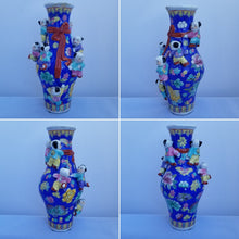 Load image into Gallery viewer, Vintage 7 Boys Fertility Cobalt Blue Famille Rose Vase