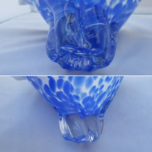 Load image into Gallery viewer, Vintage Blue and White Royal Gallery of Poland Hand Blown Glass Bowl and Vase - a Pair