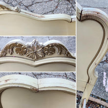 Load image into Gallery viewer, Vintage Gold Accented Cream French Provincial Twin Bed Frames - a Pair