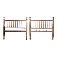 Load image into Gallery viewer, SOLD - Antique Arts And Crafts Tulip Finial Spindle 3/4 Three Quarter Rope Bed Headboards &amp; Footboards - A Pair