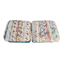 Load image into Gallery viewer, Vintage Memphis Postmodern Ottomans With Hand Painted Abstract Fabric - a Pair