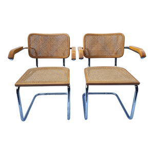Vintage Cesca Style Cantilever Armchairs - a Pair