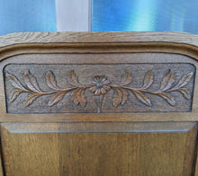 Load image into Gallery viewer, Antique Tiger Oak Carved Floral Headboard